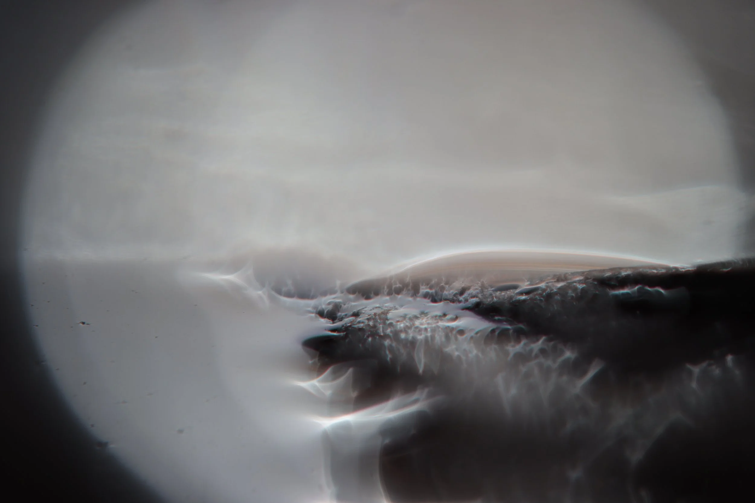 Affleurement d'une créature marine au cuir marqué par les éléments. Scène observée depuis un hublot.