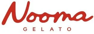 Logo of Nooma Gelato with the words 'Nooma' in red script and 'Gelato' in smaller red letters below.