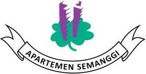 Logo with a cactus in the center, surrounded by green foliage, and a banner below reading 'Apartemen Semanggi'.
