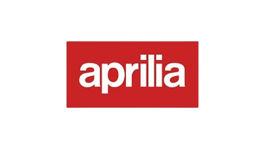 Aprilia logo with red background and white lowercase letters.