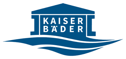 Kaiser Bäder logo with a building and wave design