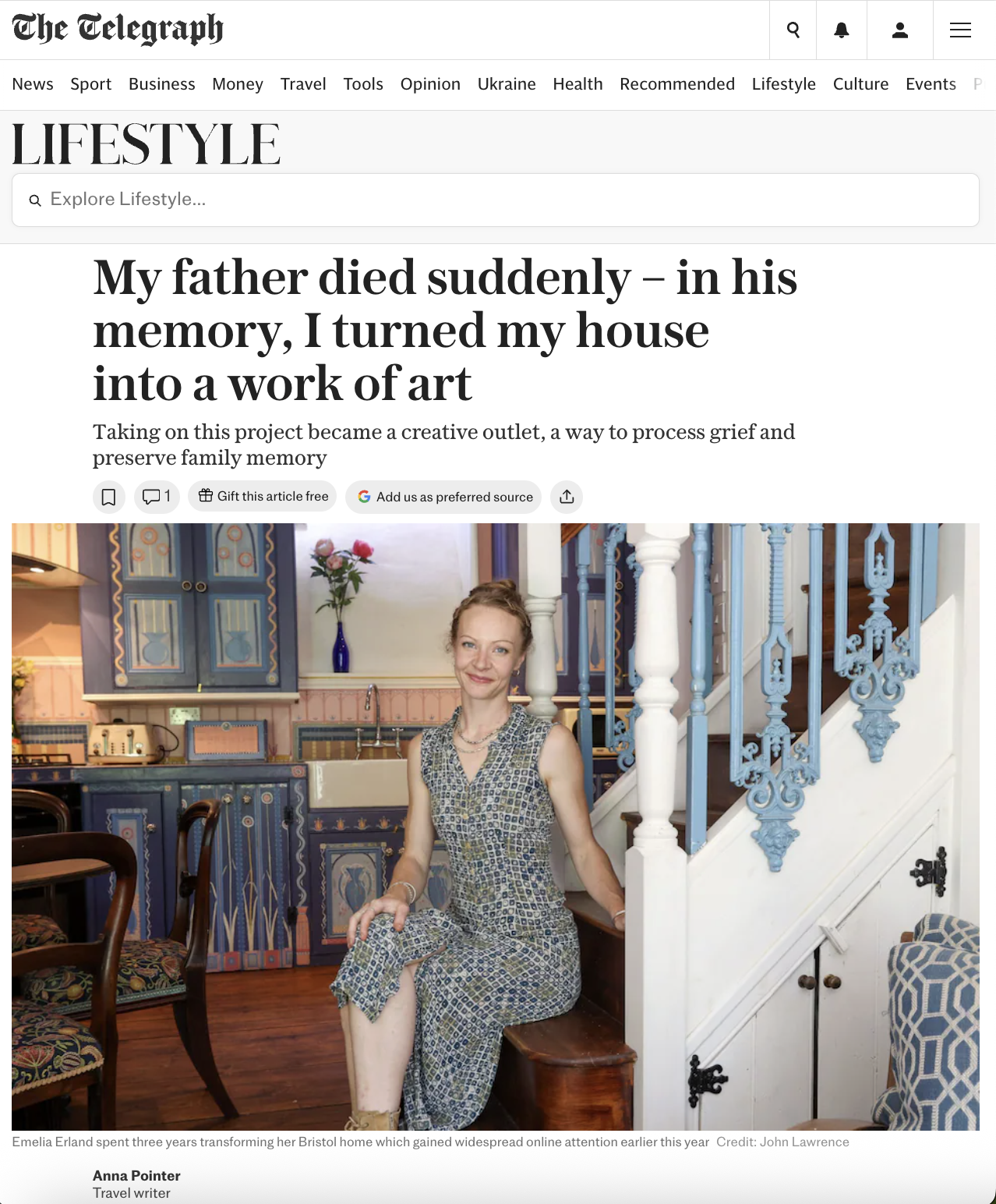 My father died suddenly - in his memory, I turned my house into a work of art