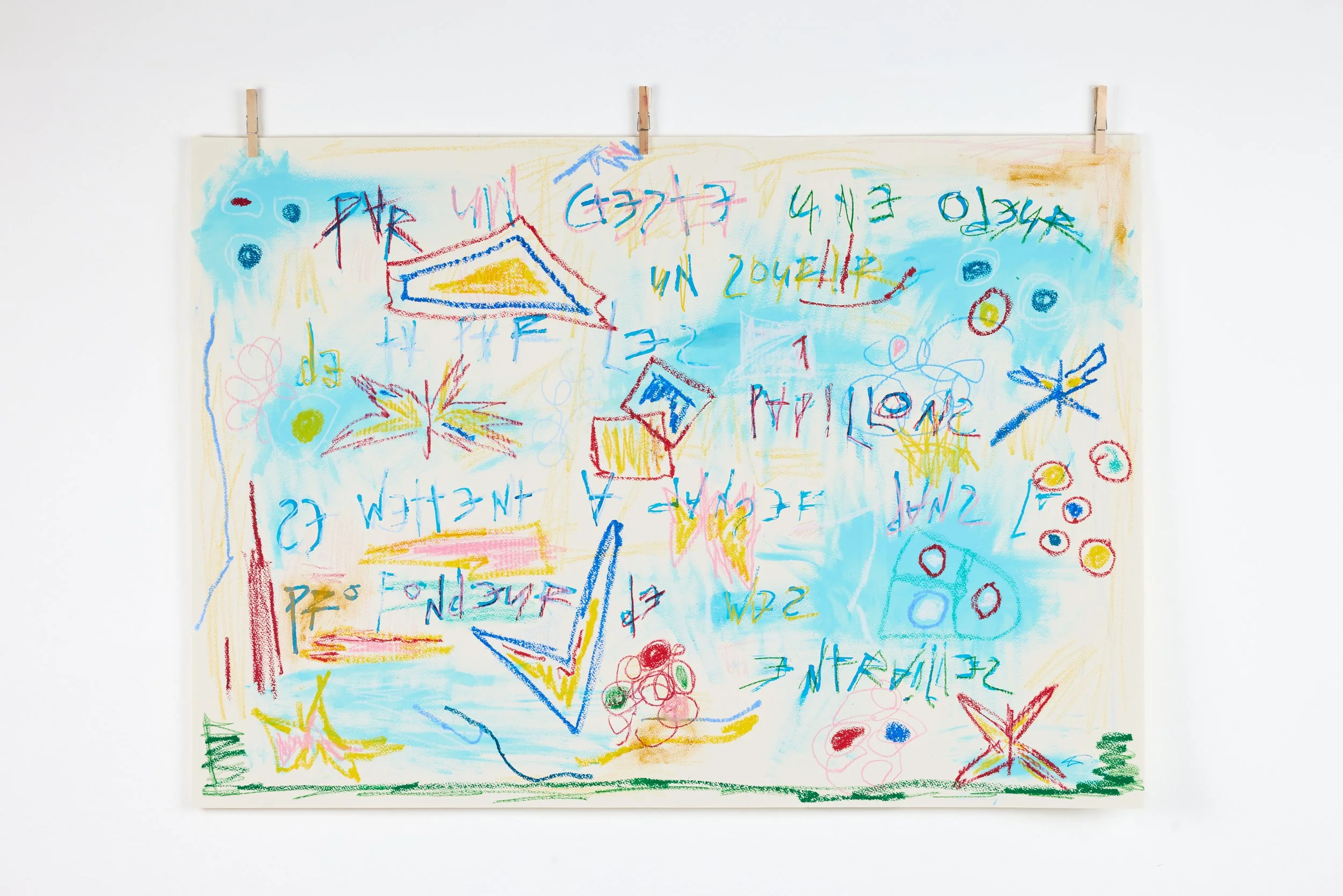 Papillons 2 - 2026 - Acrylique, pastel à l'huile et encre de chine sur papier - 70 x 100 cm 