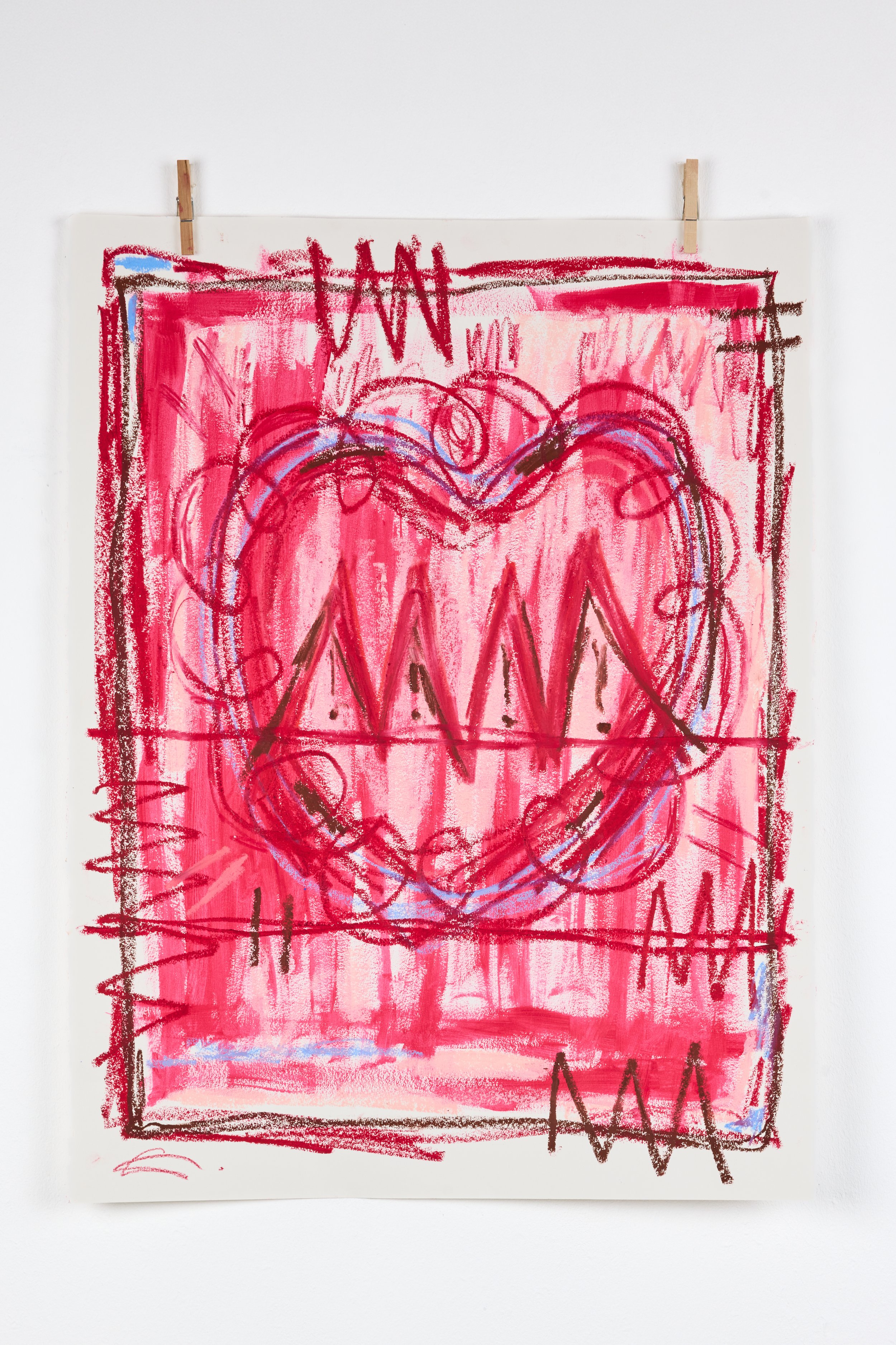 Le coeur s'emballe - 2026 - Acrylique et pastel à l'huile sur papier - 78 x 56 cm 
