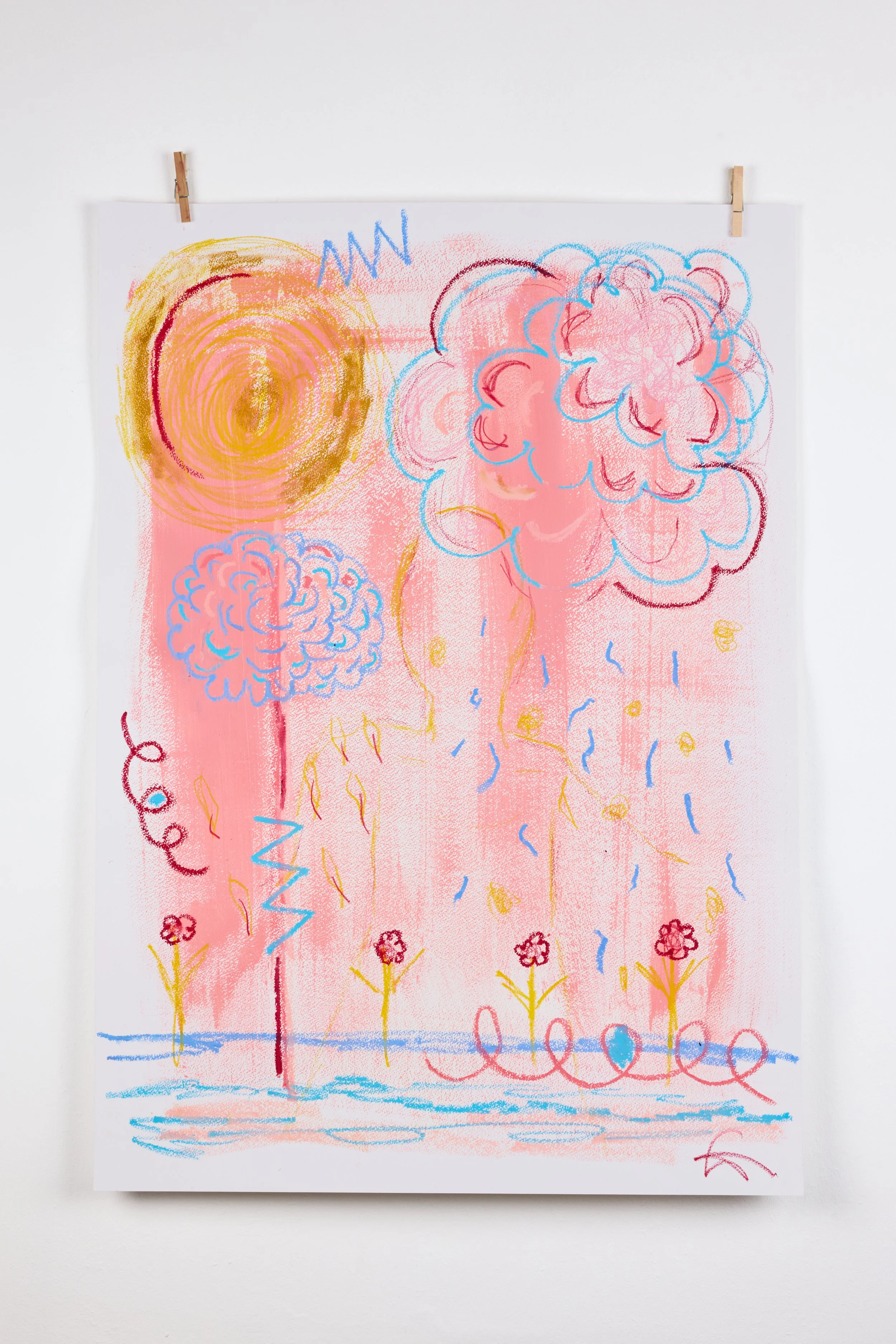 Météo du corps 1 - 2026 - Acrylique et pastel à l'huile sur papier - 100 x 80 cm 