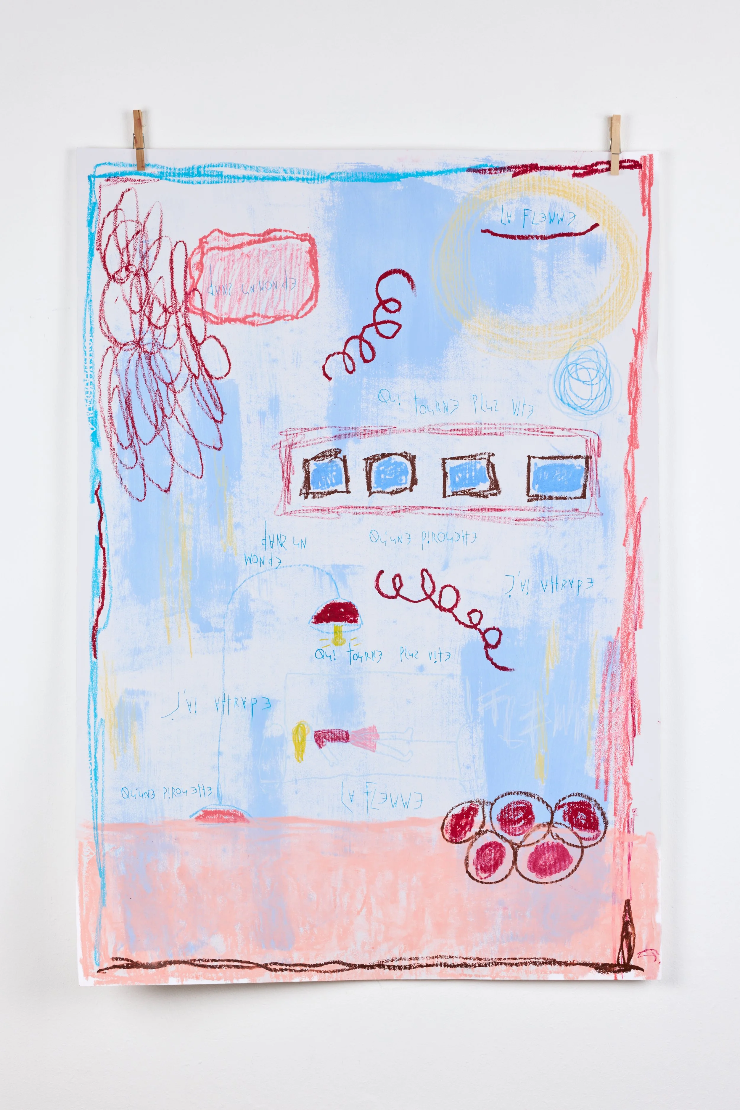 La flemme 2 - 2026 - Acrylique, pastel à l'huile et encre de chine sur papier - 100 x 80 cm 