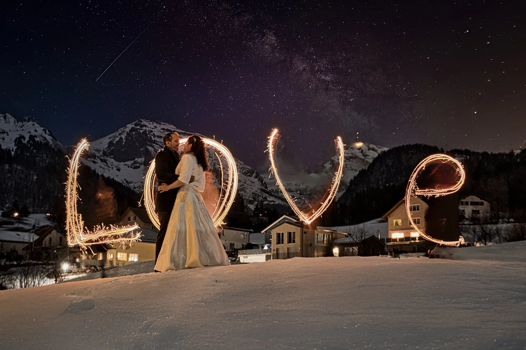 Hochzeitsfotos mit Sprakling Effekt