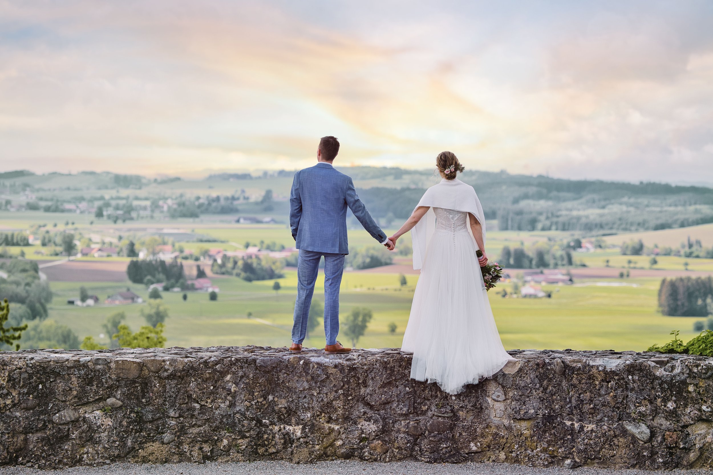 Hochzeitfotos Brautpaar Shooting auf Schloß Zell im Allgäu