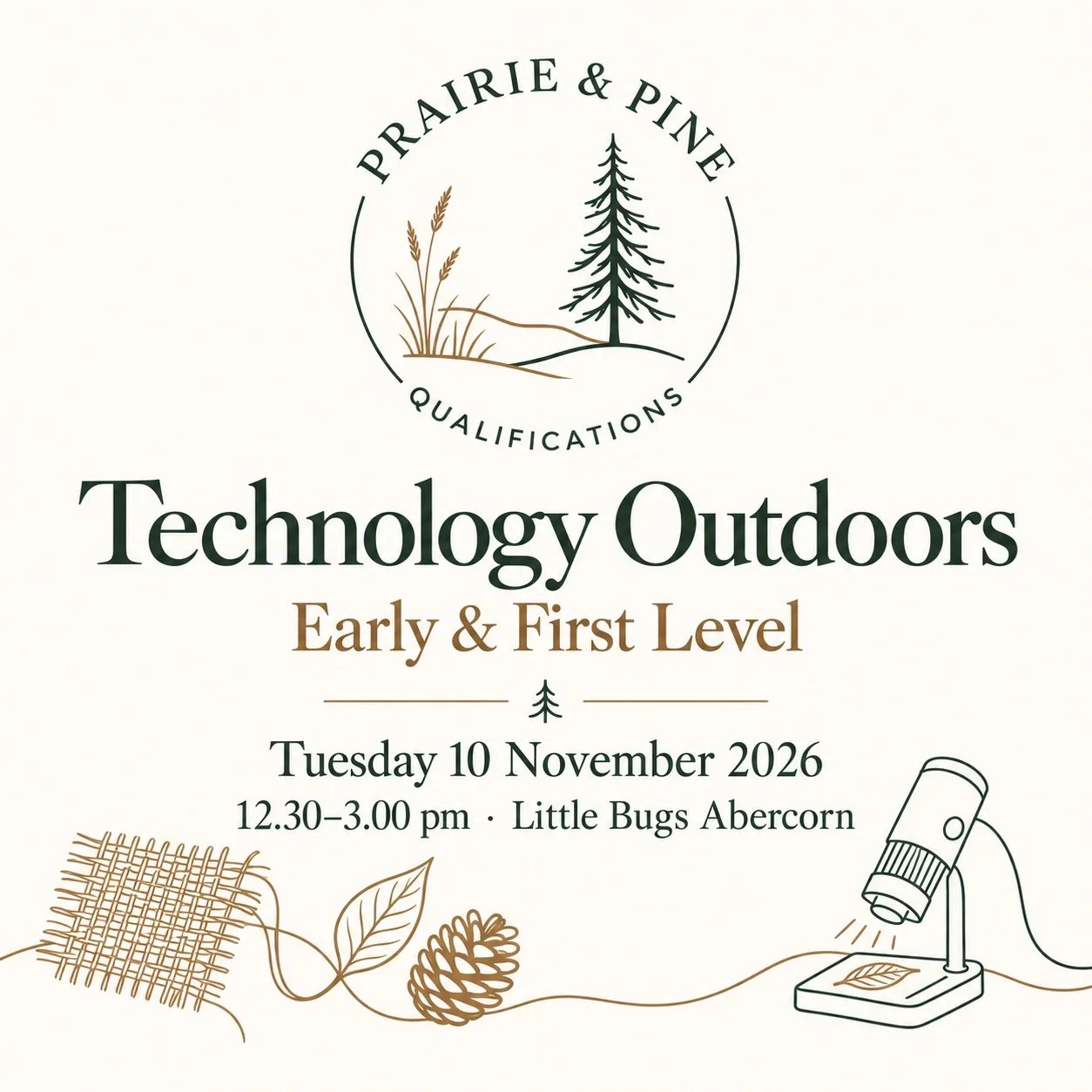 Technology Outdoors: Early and First Level Tuesday 10th November 12.30pm to 3pm Little Bugs Abercorn