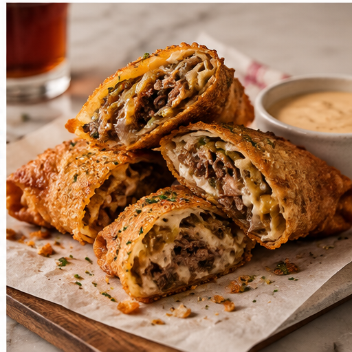Philly cheesesteak egg rolls