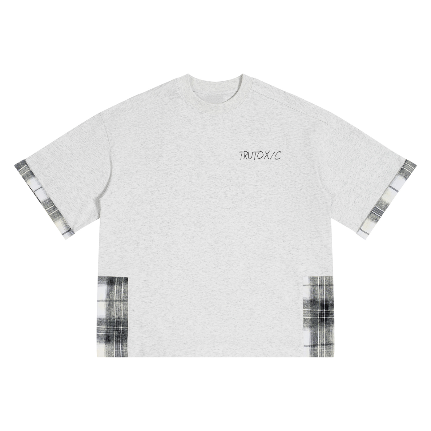 MENS PLAID PANELED T SHIRT