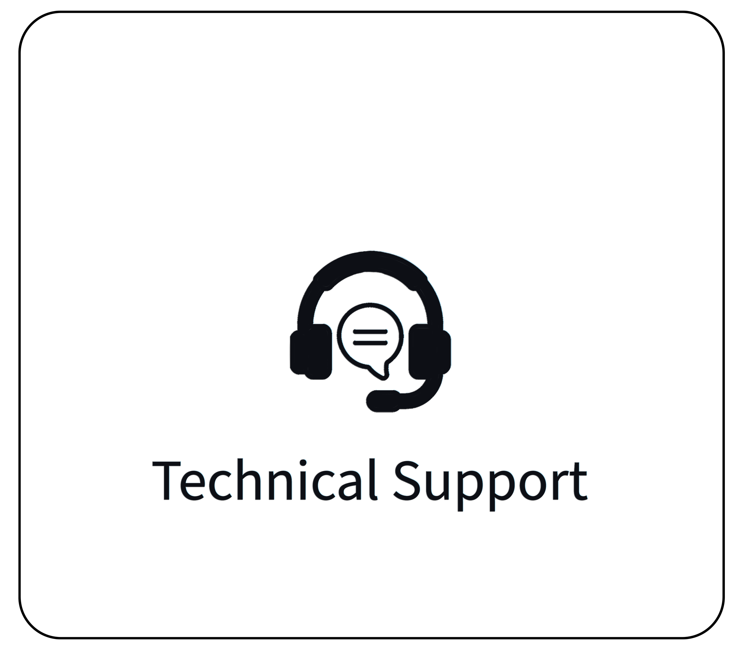 Icon of a headset with a speech bubble inside, and the text 'Technical Support' below