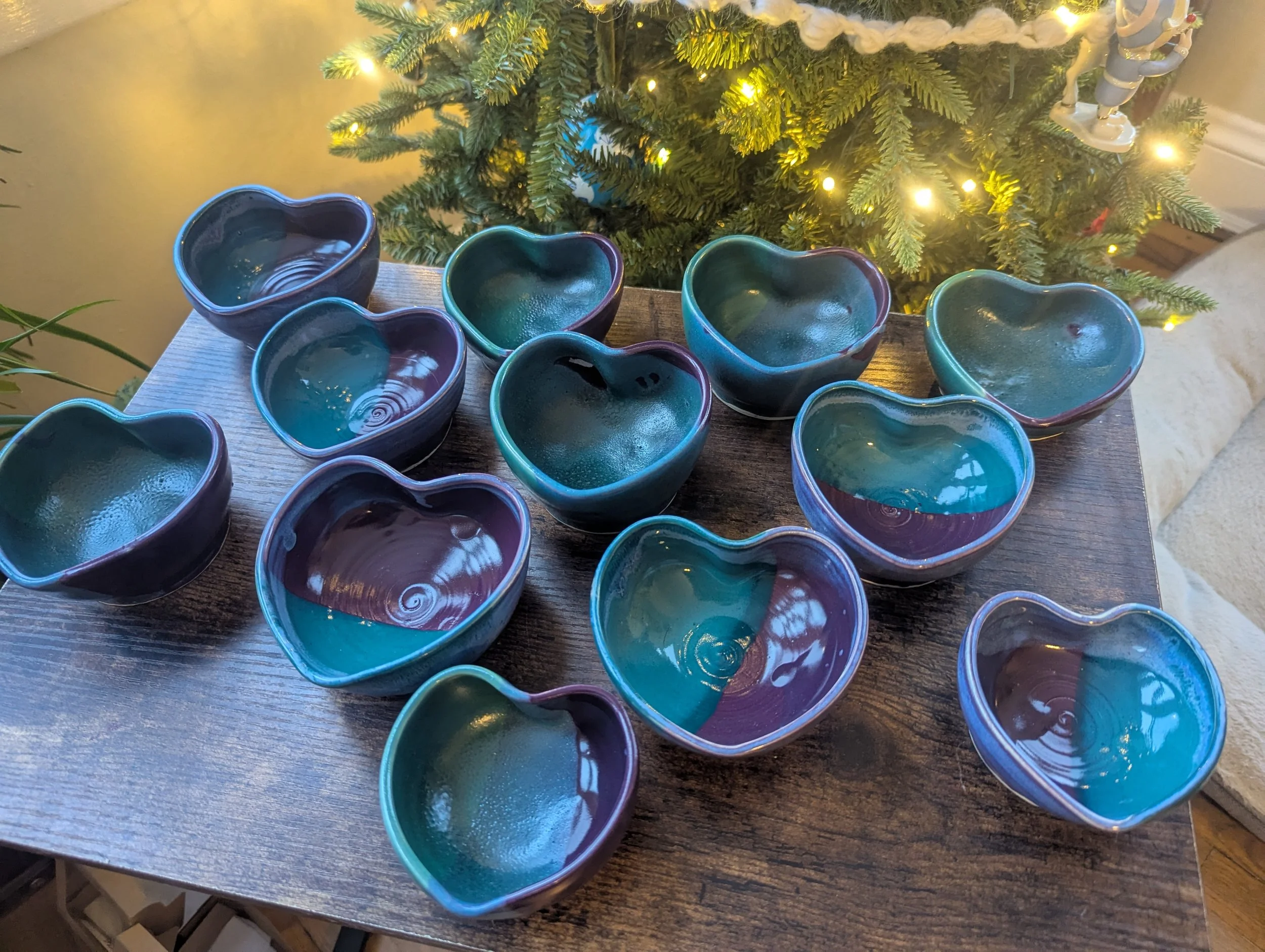 A set of heart bowls made for Christmas gifts