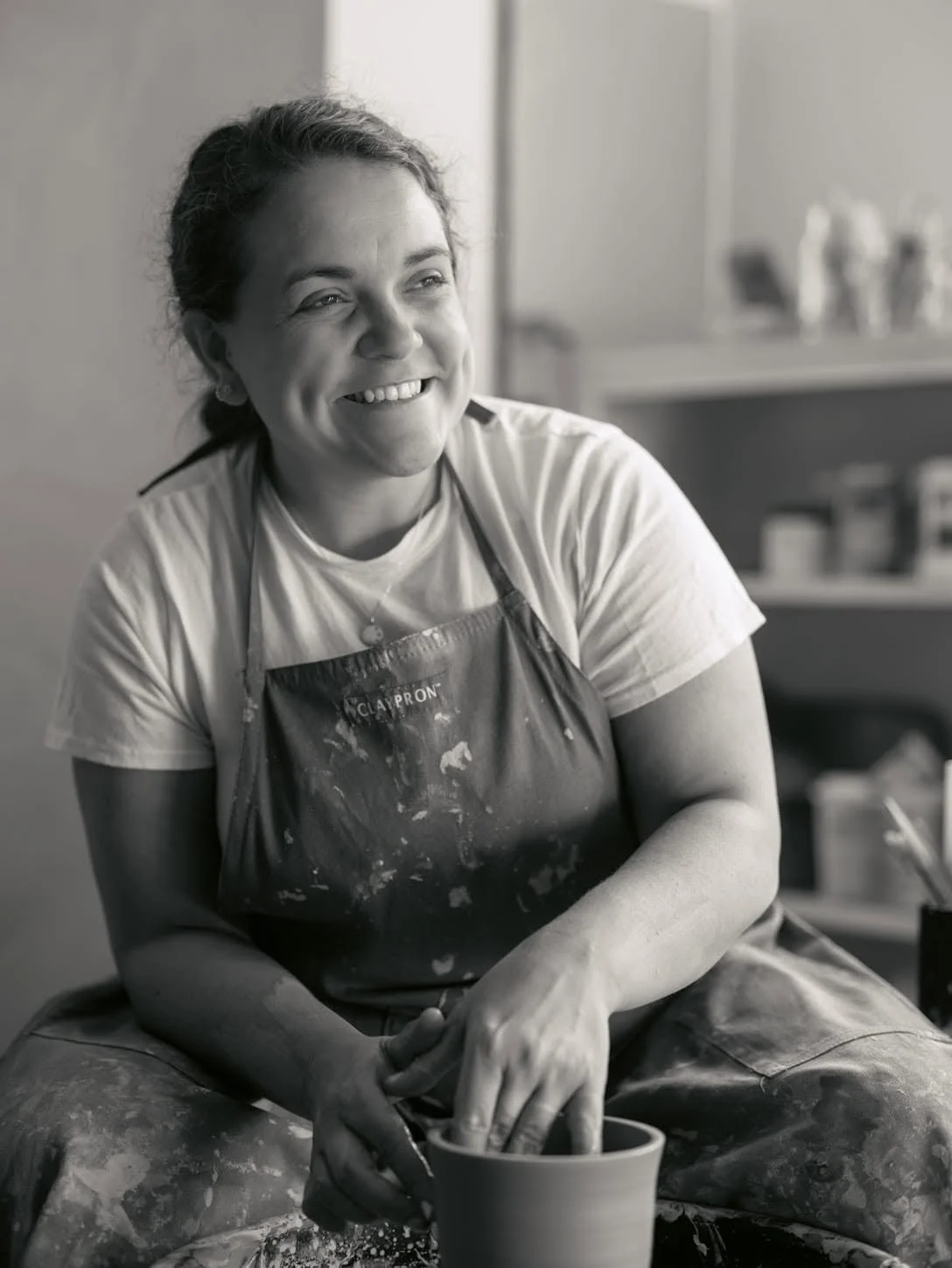 picture of meghann on the pottery wheel