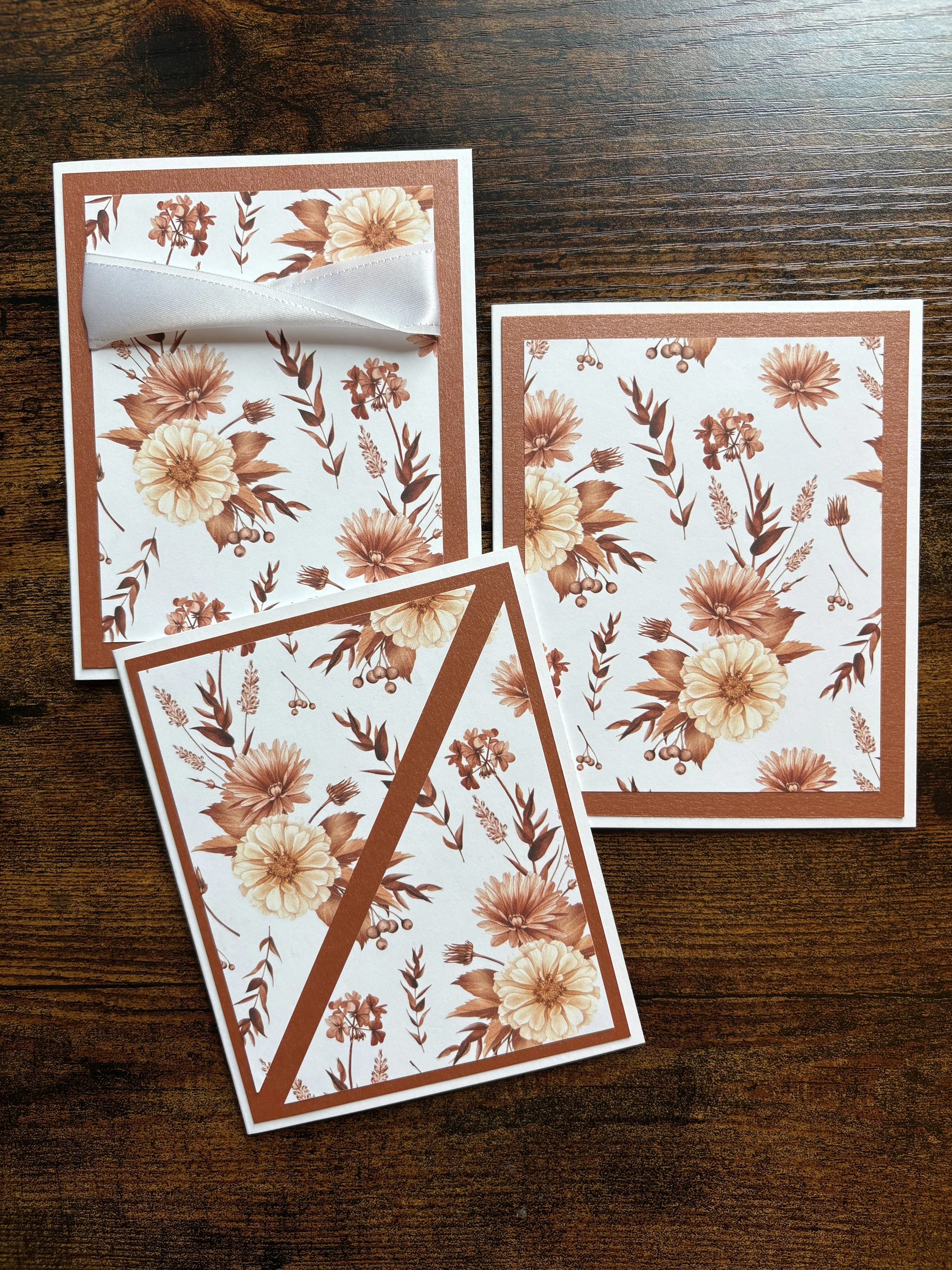 Copper Floral Card Set