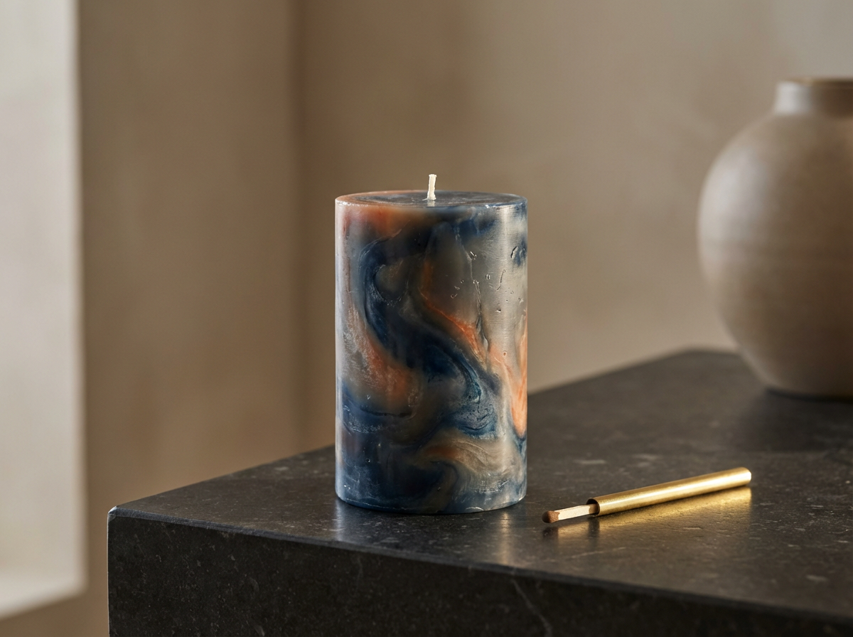 Marbled Pillar Candle
