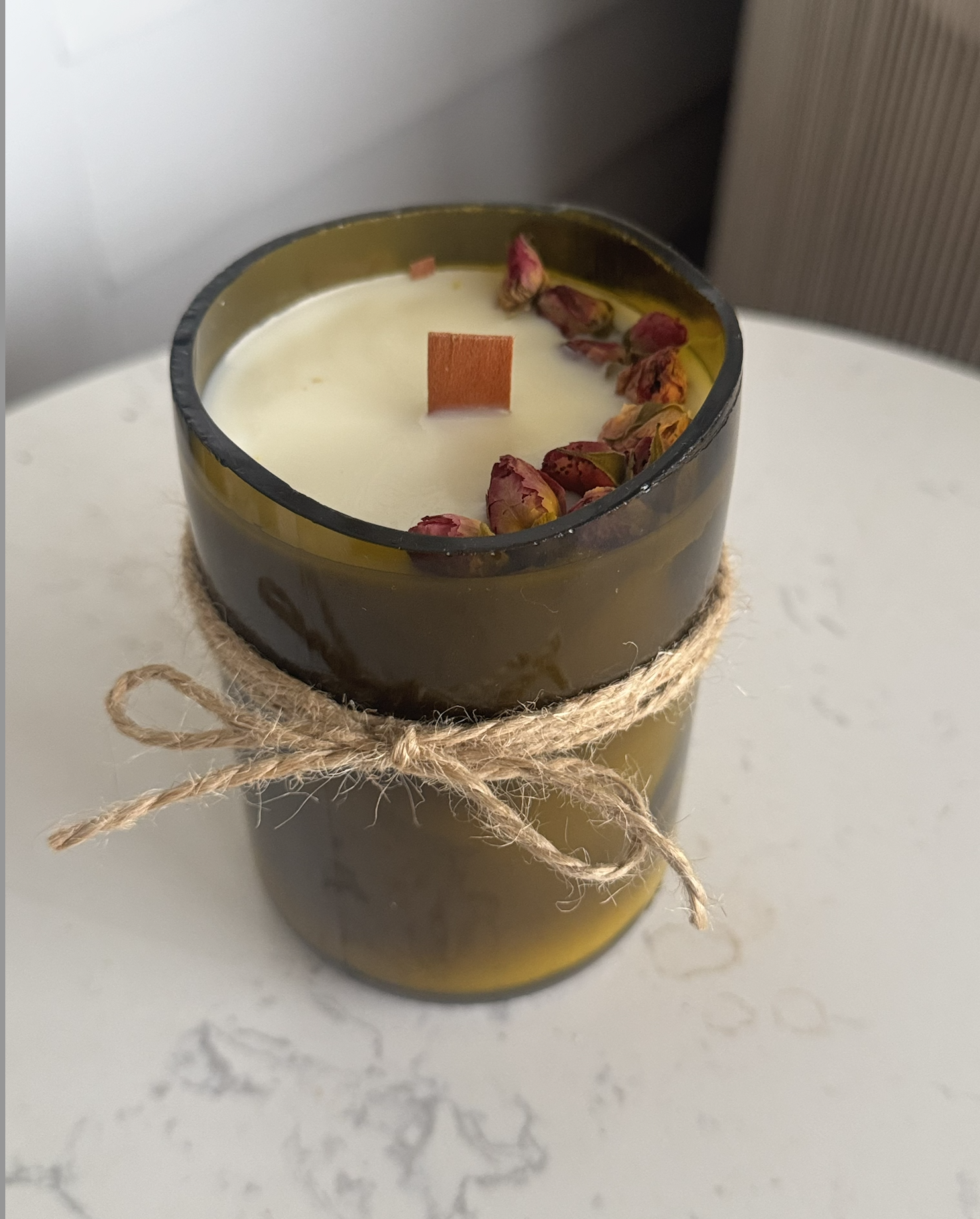 Rosé the Day | Upcycled wine bottle candle