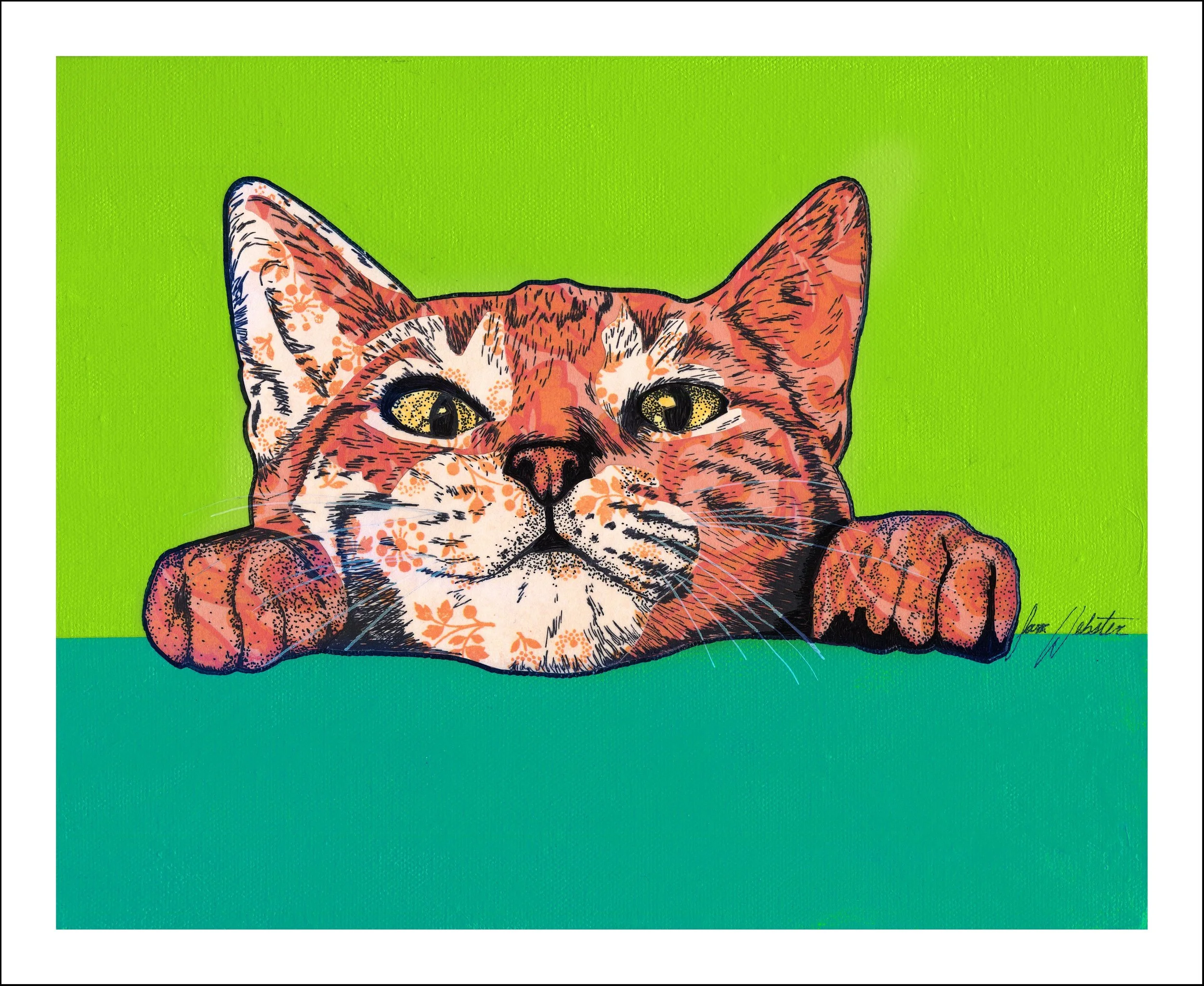 Curious Cat Matted Print