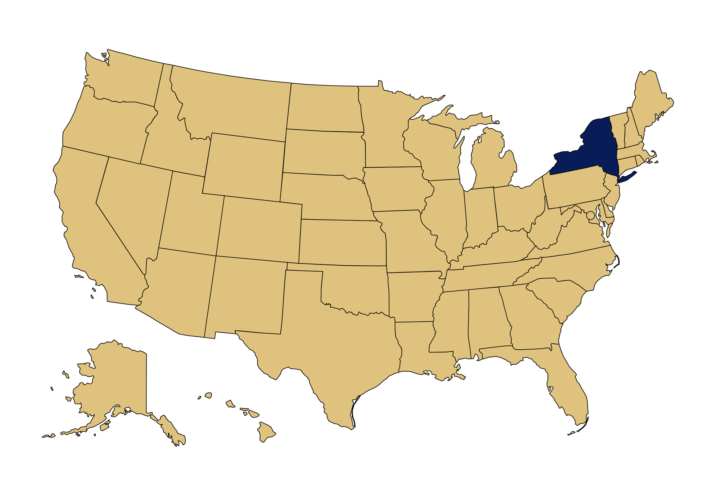 Map of the United States with Ohio highlighted in blue.