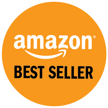 Amazon Best Seller badge with orange background and white and black text
