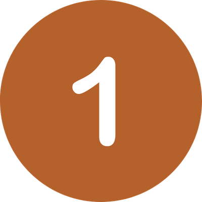 Number 1 inside a brown circular background.