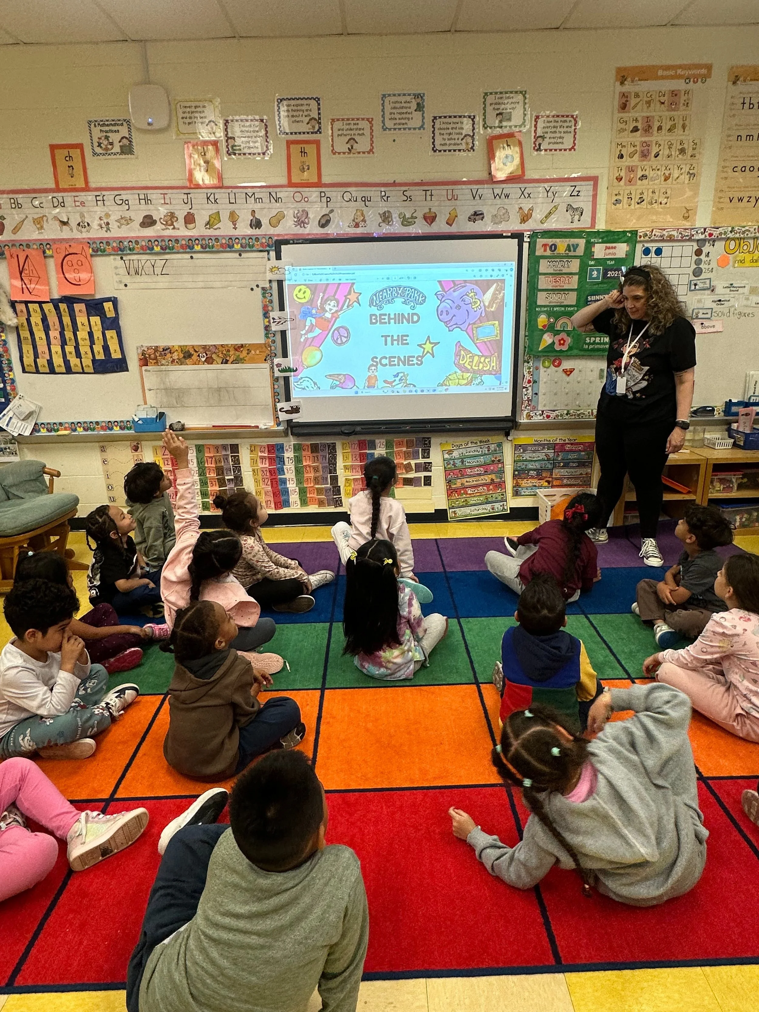 Claudia Colonna, author of children's book "Bajette's Ballon" pictured reading to children during her Magic of Smiles book tour.
