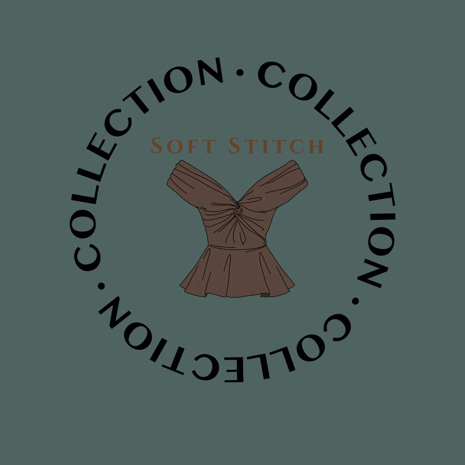A logo for a collection called 'Soft Stitch' featuring a brown fabric bow with a gathered design, encircled by the words 'Collection. .