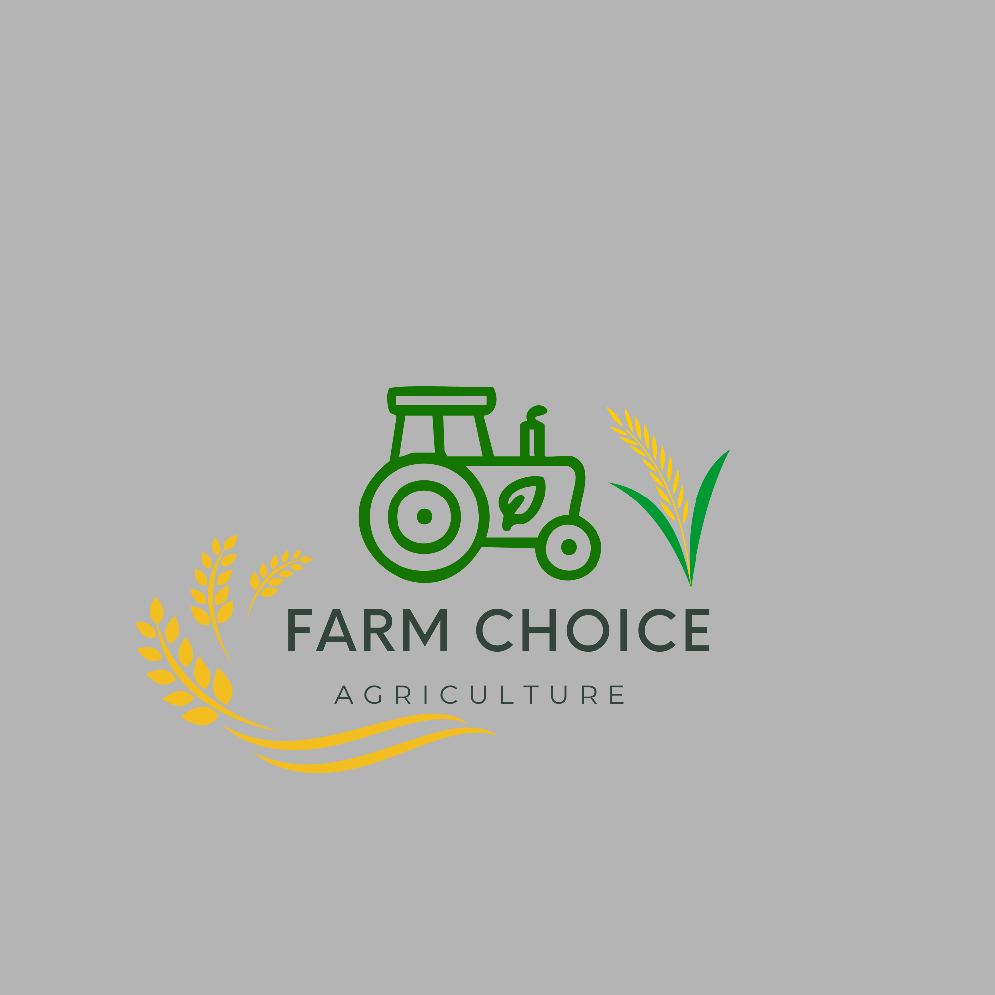 Logo for Farm Choice Agriculture featuring a green tractor, wheat stalks, and text.