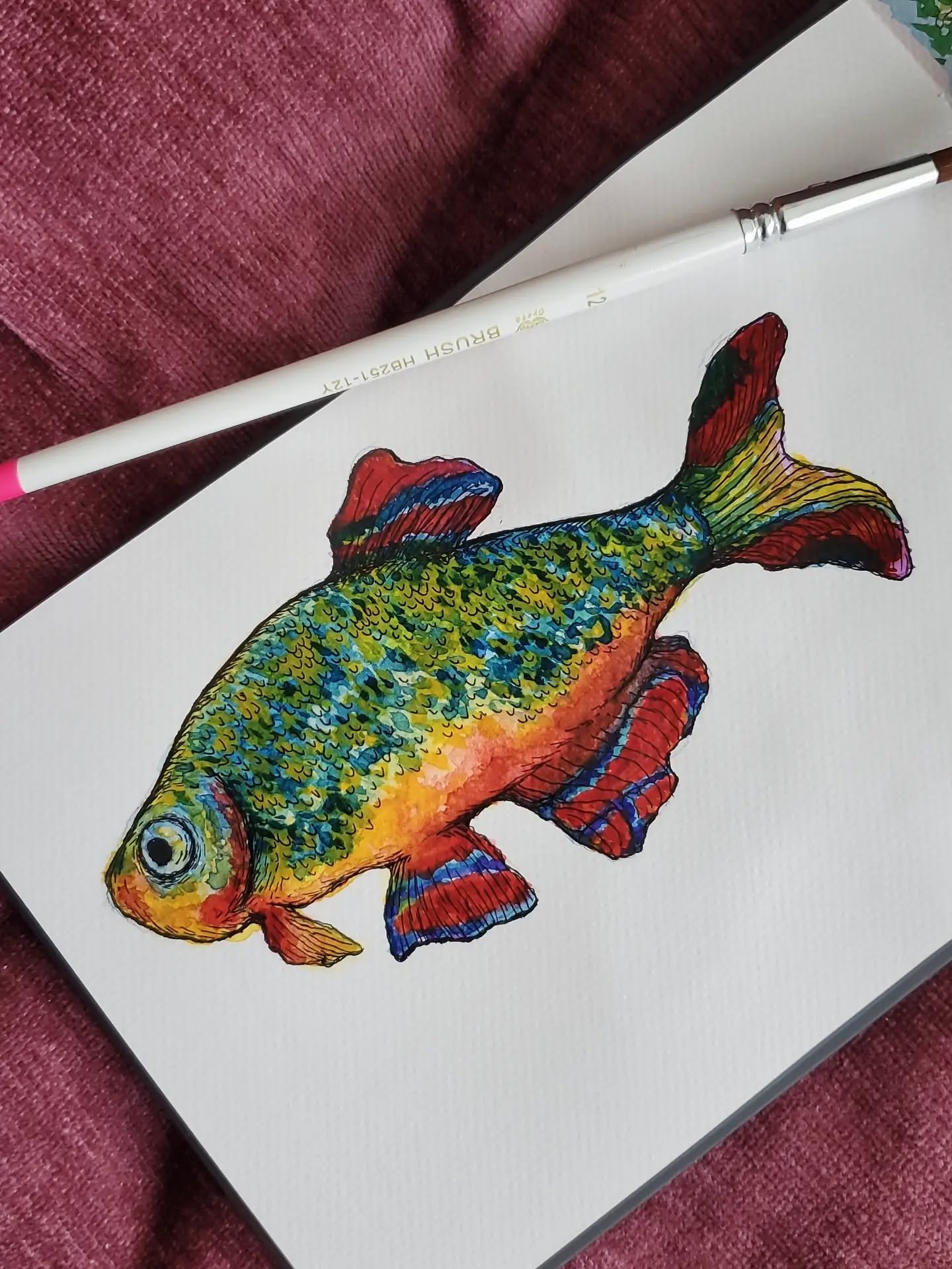You've encountered the watercolor Lucky Fish, the curse is lifted. Carry on!

#watercolorart #sketchdaily #sketchartist