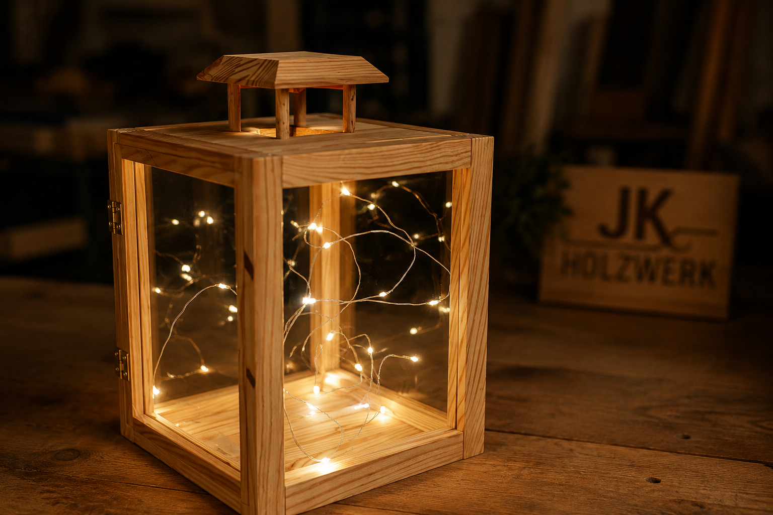 Handgefertigte Holzlaterne von JK Holzwerk