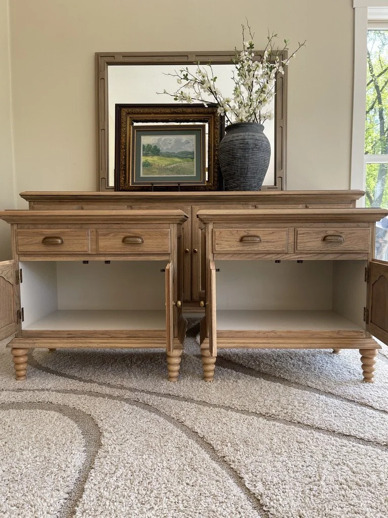 Vintage Oak Trieple Dresser/Credenza