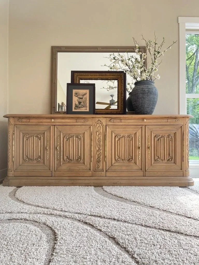 Vintage Carved Wood Sideboard