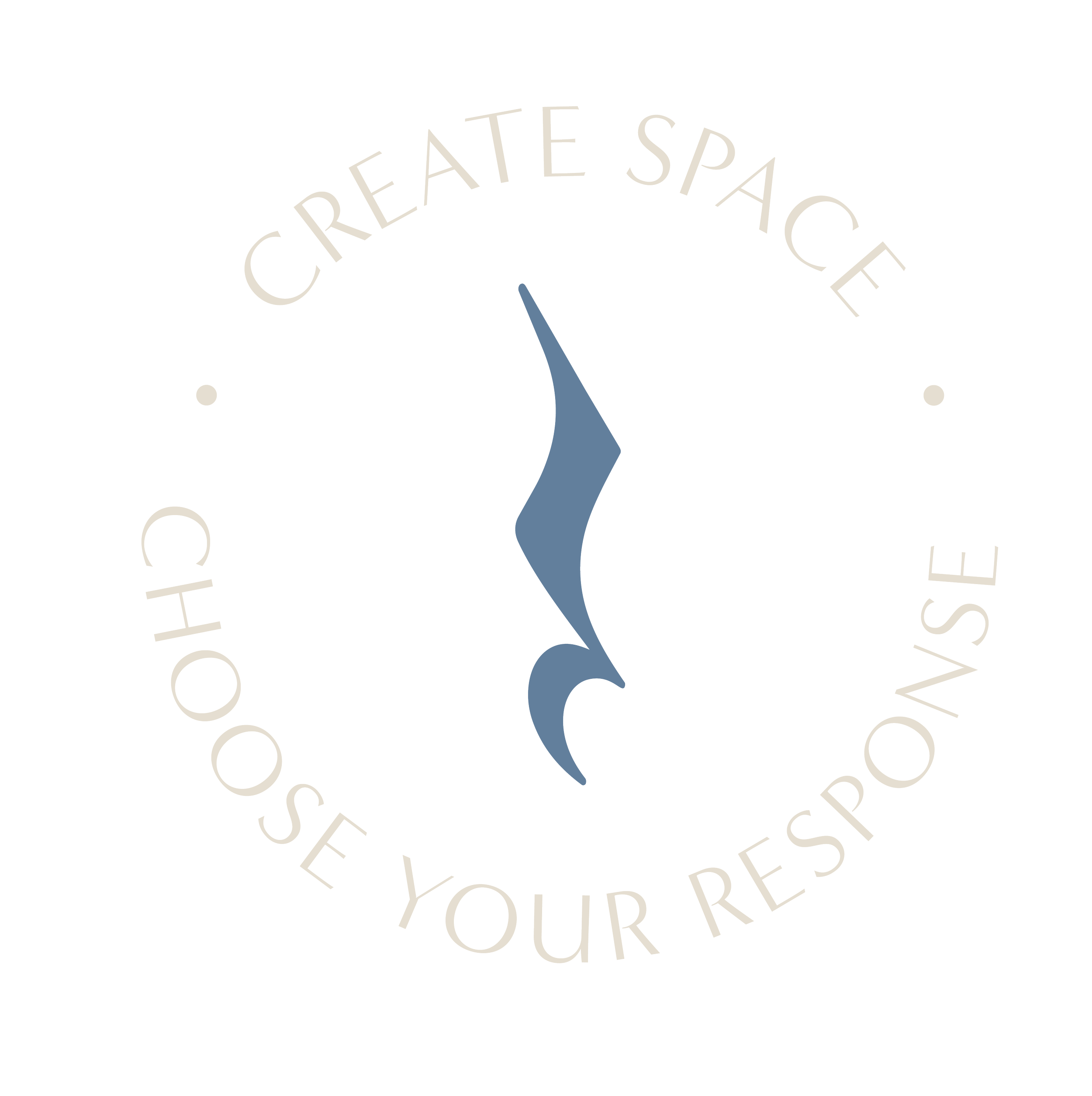 A musical rest symbol with Create Space. Choose Your Response. around the perimeter