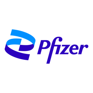 Pfizer logo on a black background.