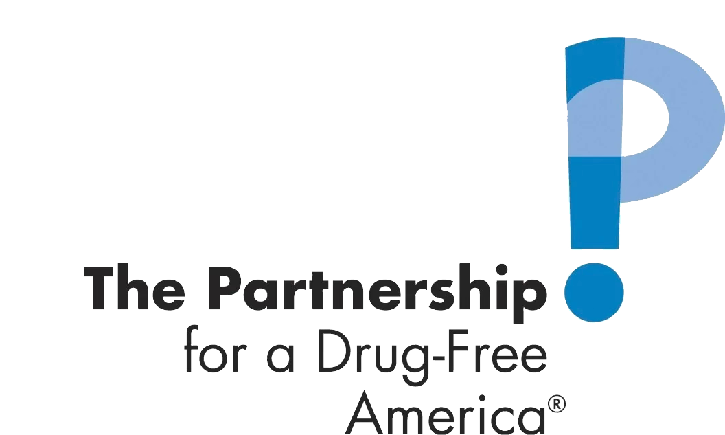 Logo with a large blue question mark and text that reads "The Partnership for a Drug-Free America."