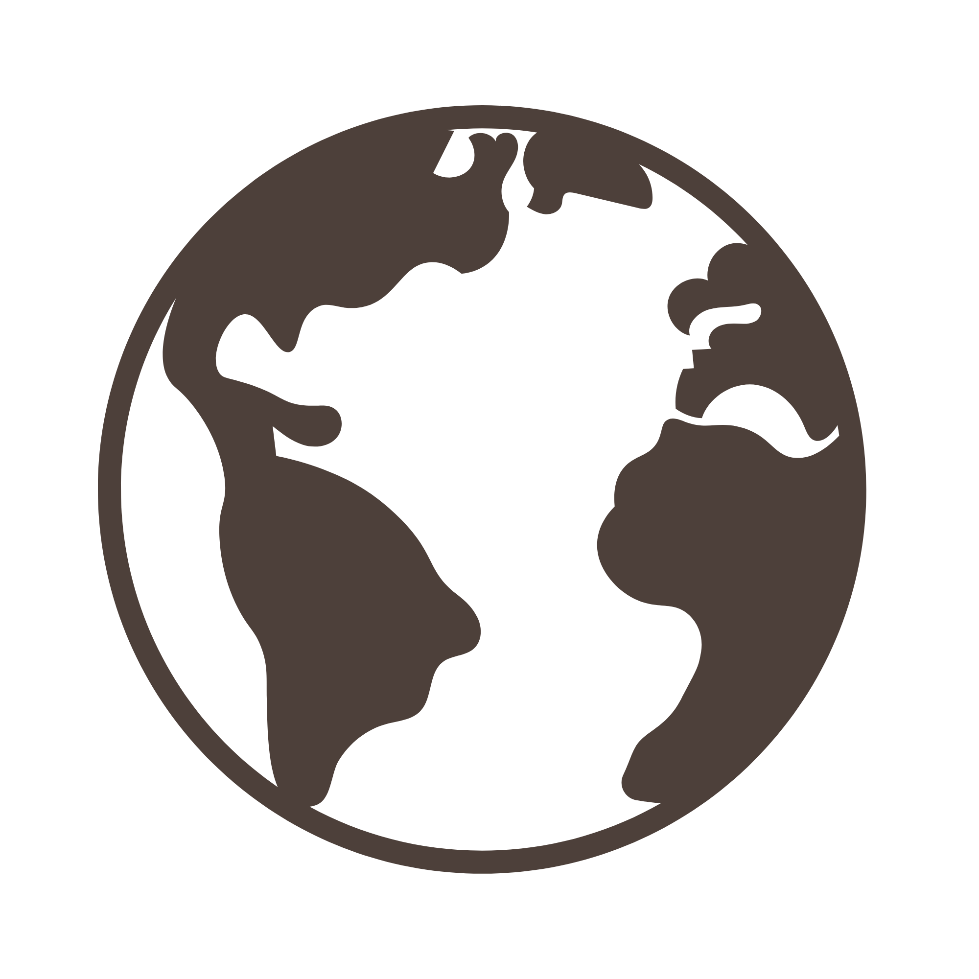 Illustration of a stylized Earth with continents depicted in brown on a dark background.