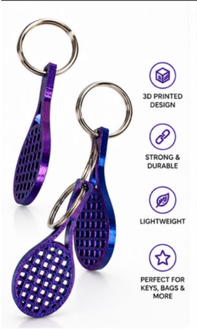 Small Tennis Racket Keyring