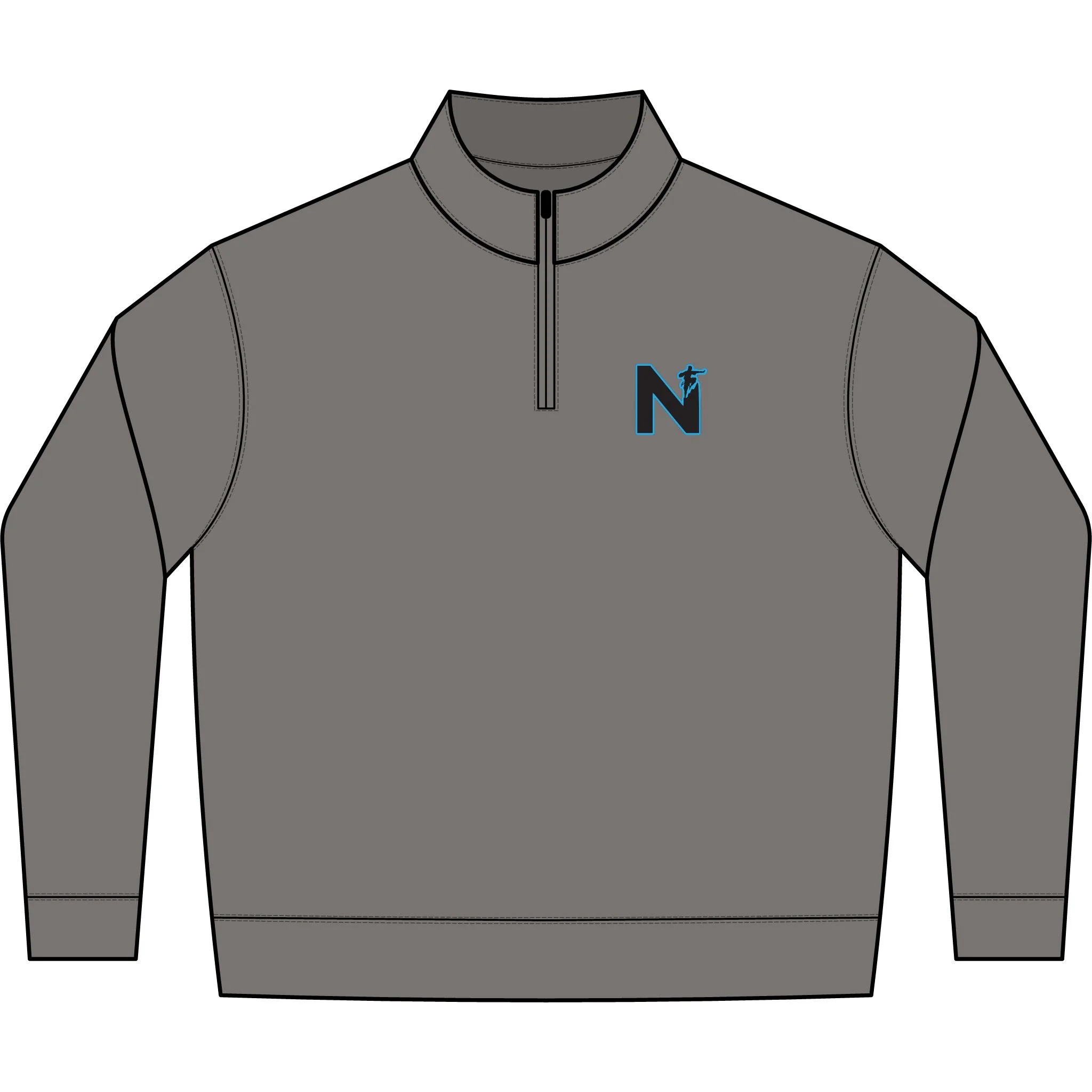 Ninja Logo Embroidered Faded Half-Zip Sweatshirt