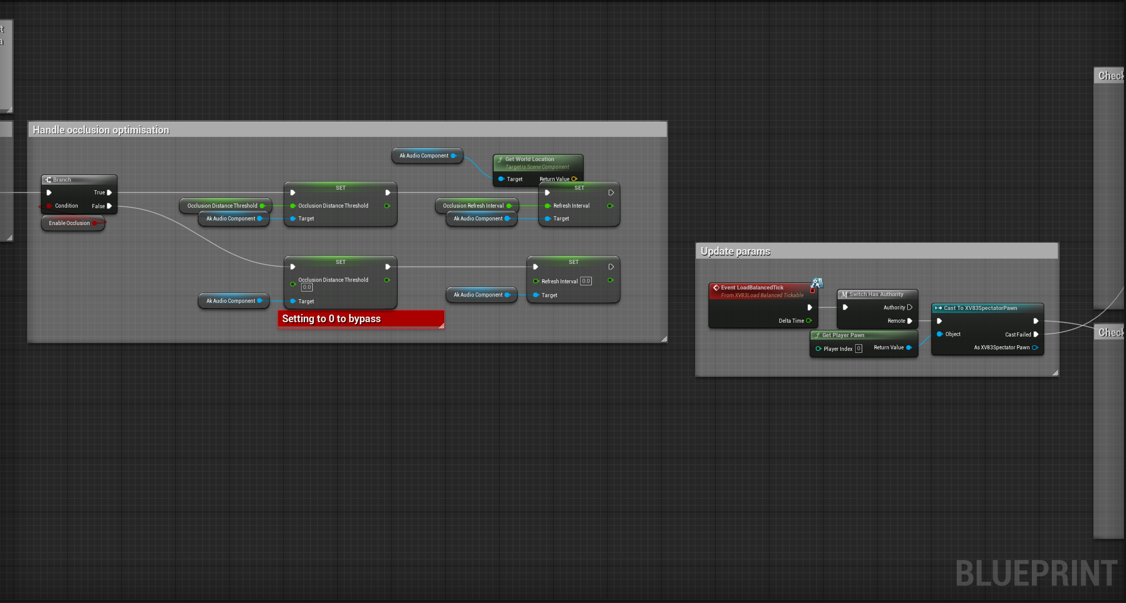 Occlusion bypass, and calling event load tick balancing from subsystem