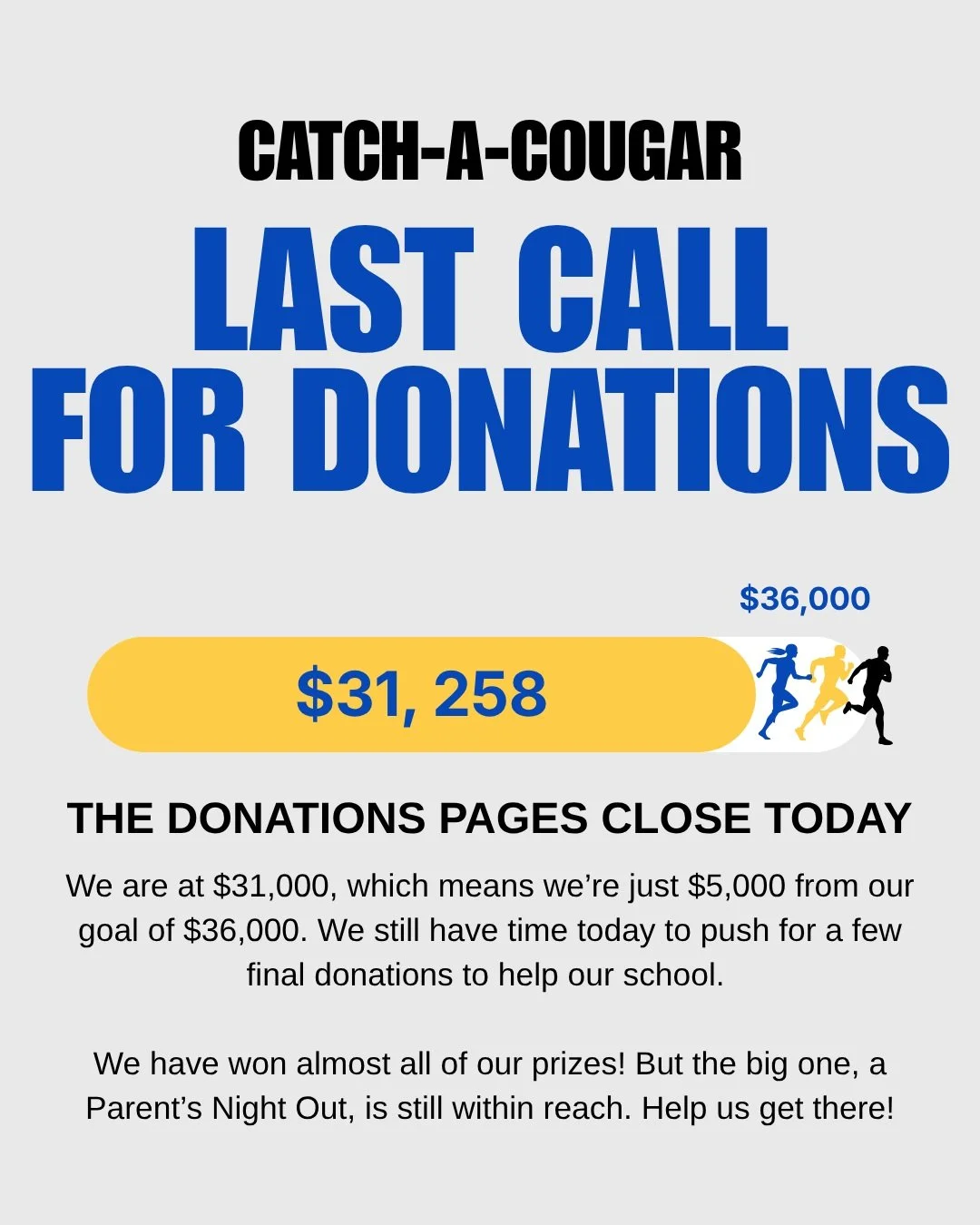 Our final few hours. Huge thank you to our community for all the support and energy! The kids are so excited to have won so many amazing prizes and we're excited to use this money to enrich the school throughout the year. 

School-Wide Prizes
$5K &md