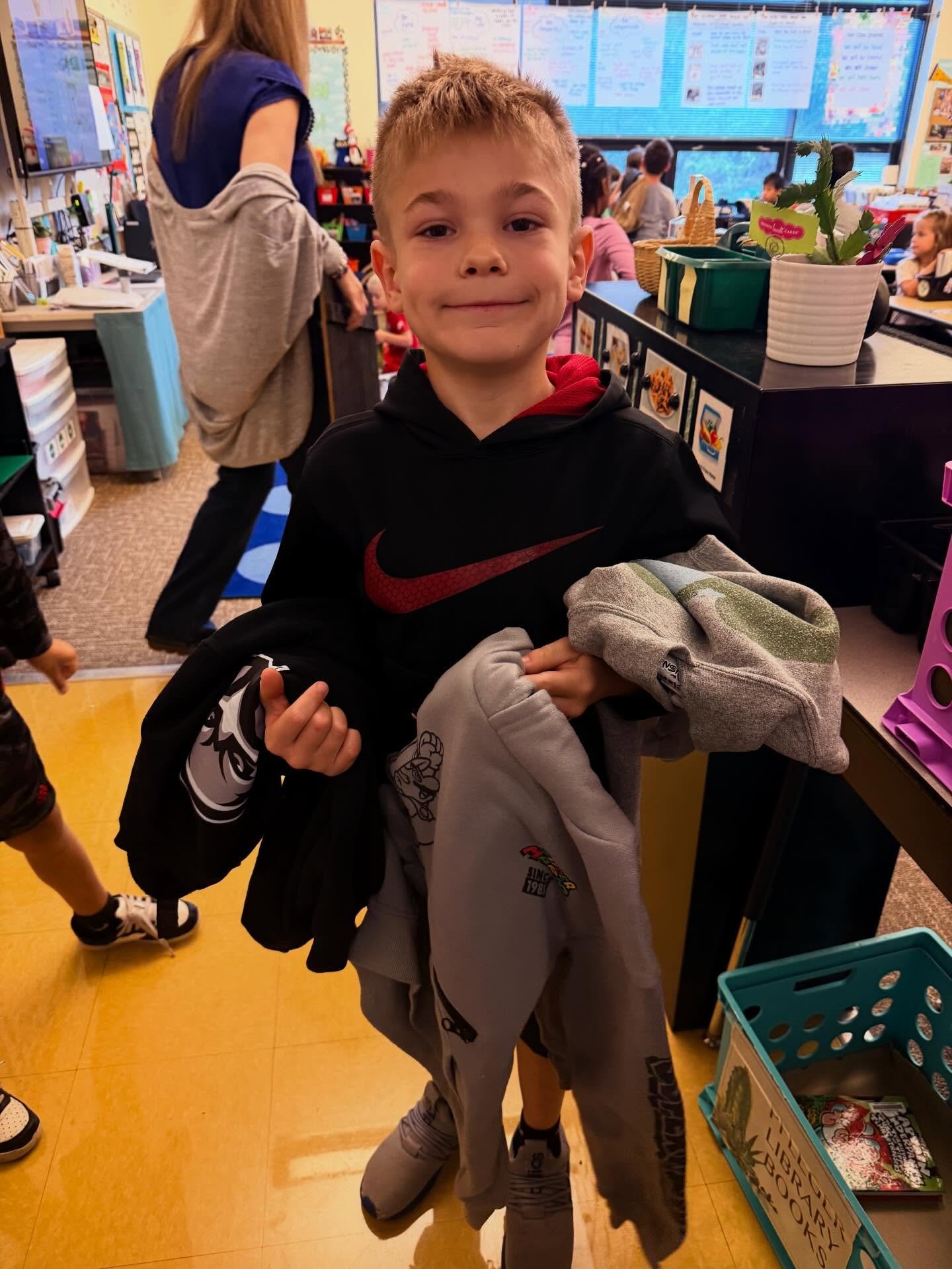 Closets feeling a little light lately? Lost &amp; Found had 102 items this morning, only 20 with names! 3 of those belonged to Baker in 1st grade 🤪

Keep an eye out for a message in ParentSquare to see if anything looks familiar!

And please continu