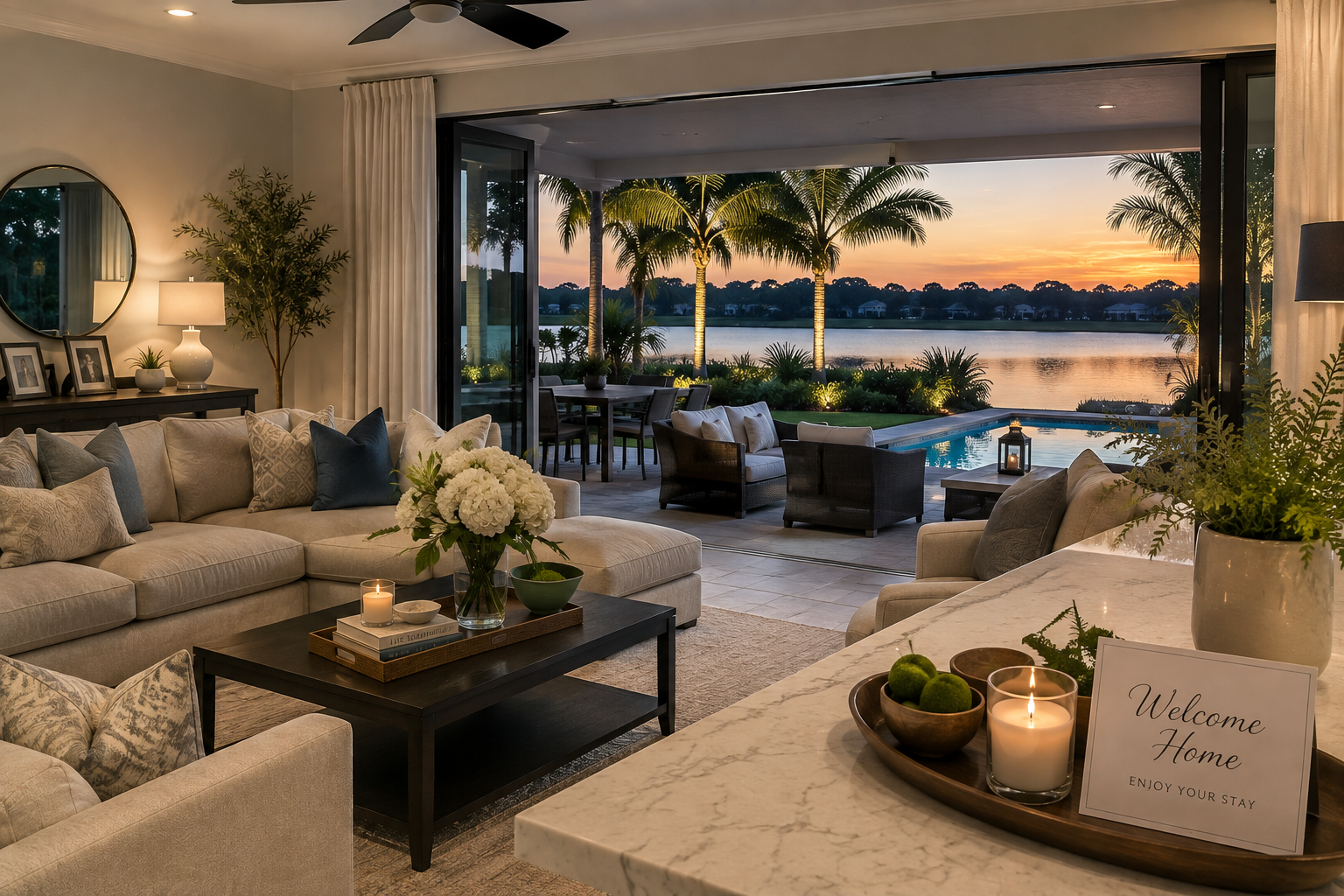 Personalized support designed around your home and schedule—from arrival preparation and household coordination to cleaning, stocking, guest preparation, and other requested services that make returning home effortless.