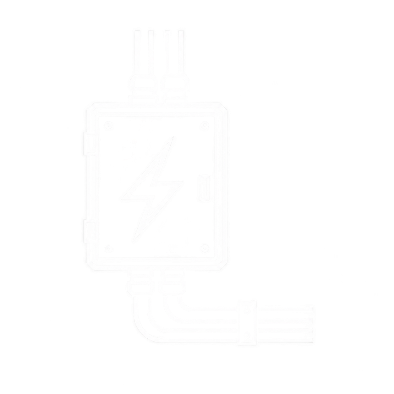 Un enchufe eléctrico con un símbolo de rayo en el centro, indicando corriente eléctrica.