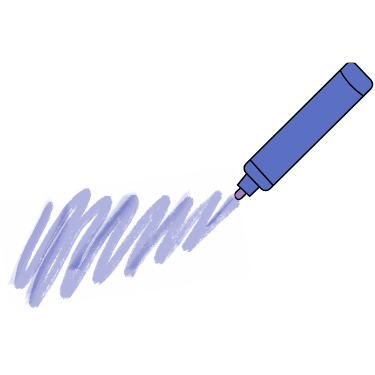 A blue marker drawing a zigzag line on a piece of paper.