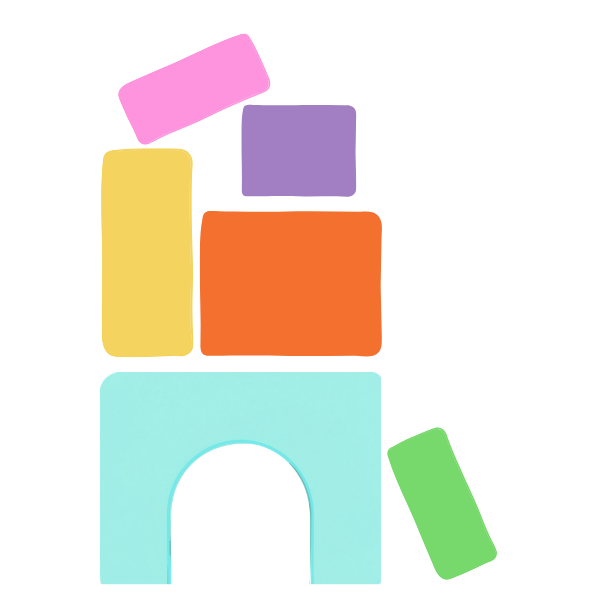 Colorful abstract geometric shapes in pink, purple, yellow, orange, blue, and green.