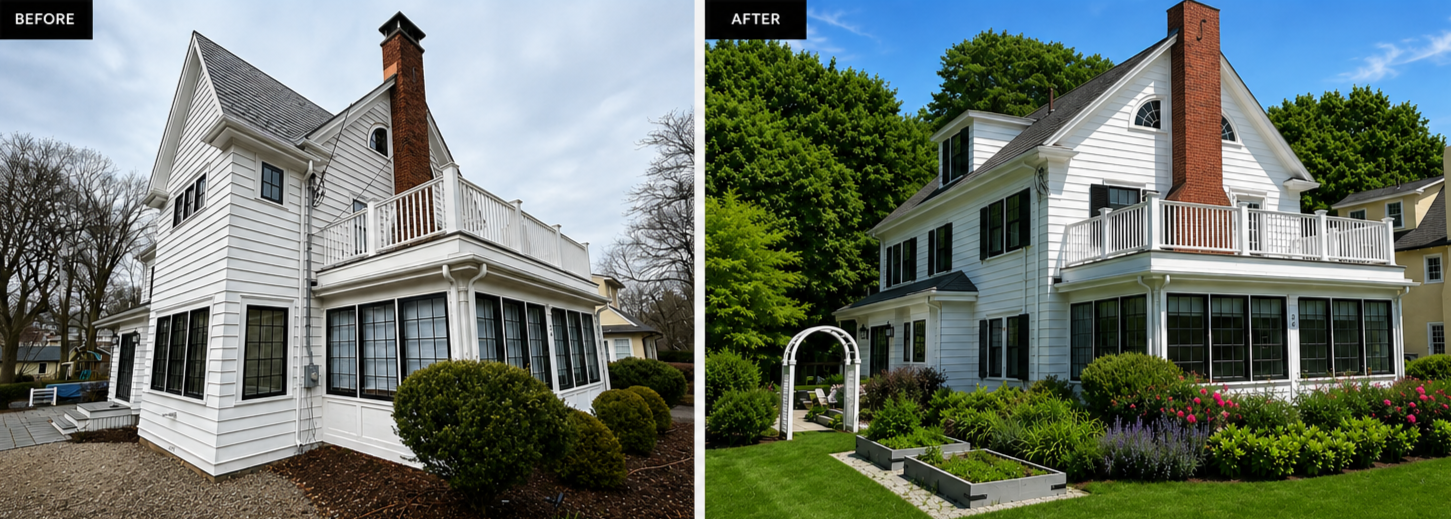 Allen Construction Before & After home renovation in Winchester, MA.