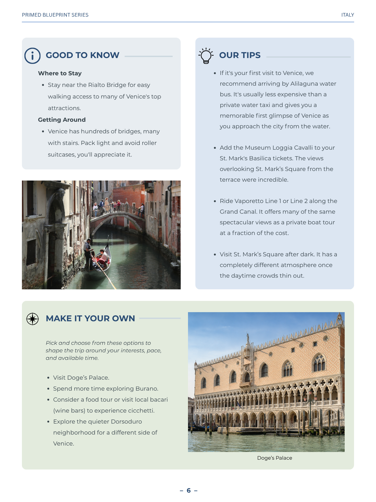Italy travel planning tips from PRIMED Travel Blueprint