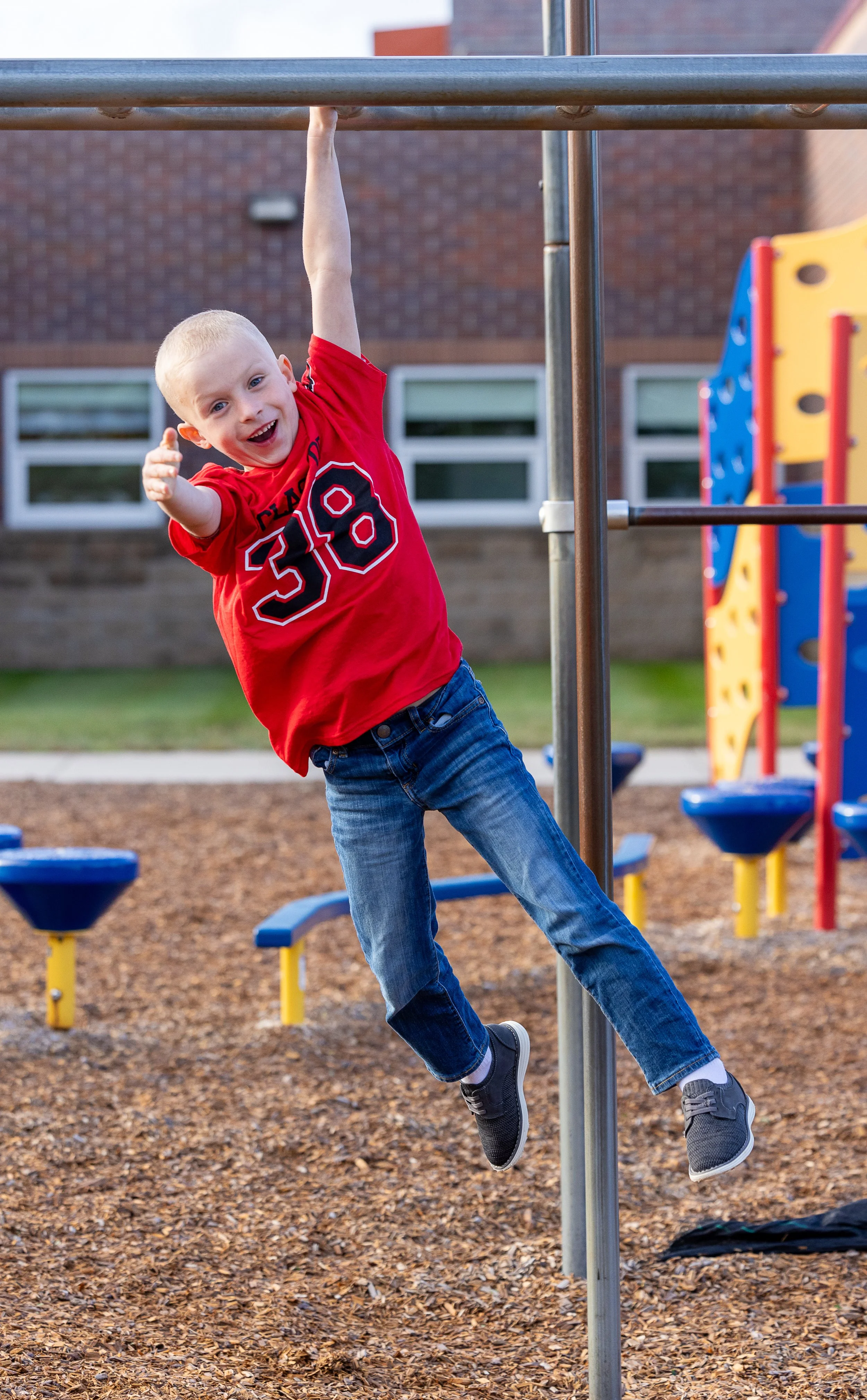 Student playing on a playground.