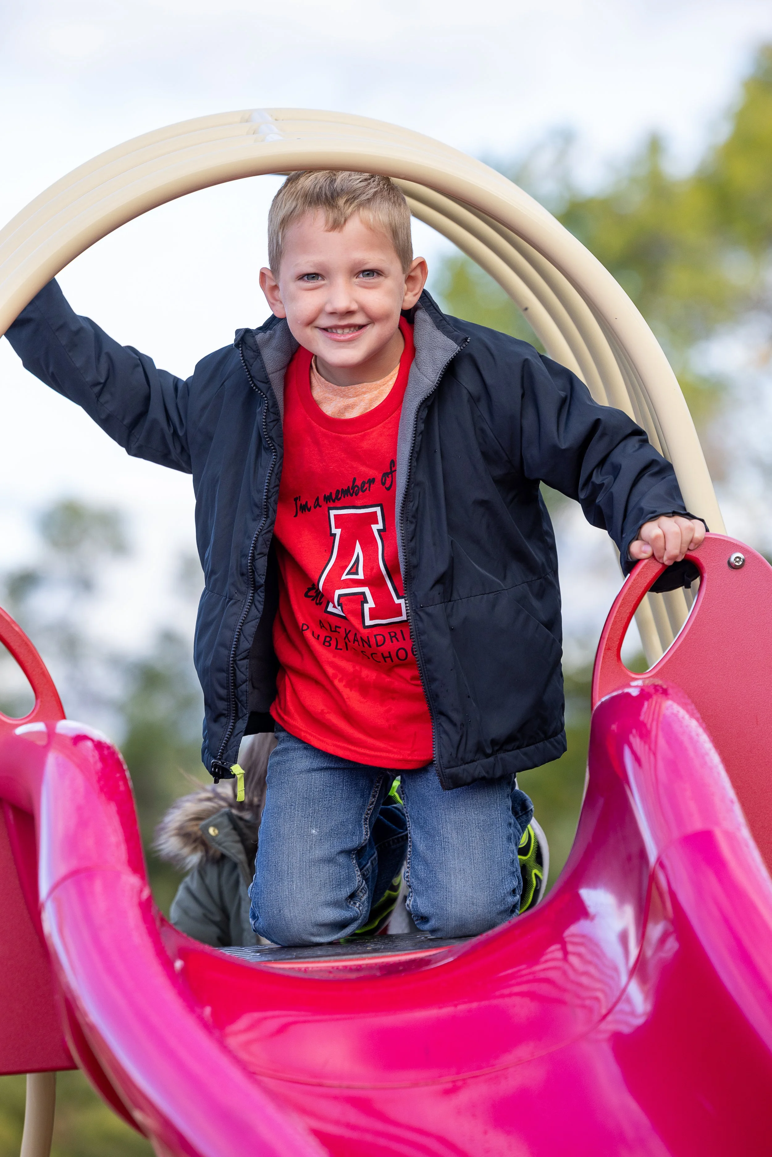 Student on a slide