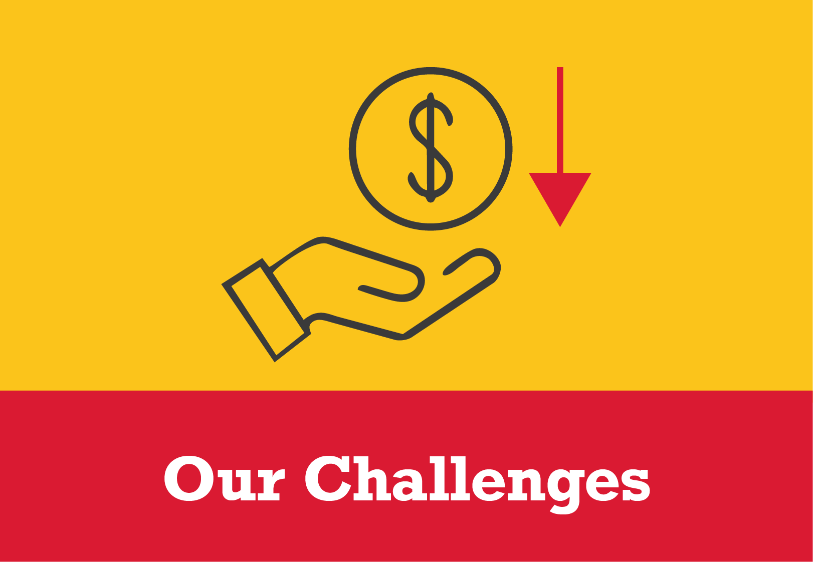 hand with money with a red arrow facing downwards